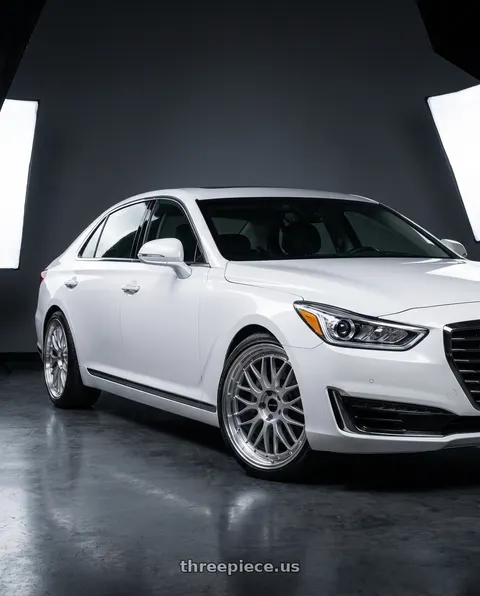 2018 Genesis G90 Ultimate with Vors VR8 5x114.3 20x9.5  +35 Hyper Black Machine Lip Chrome Rivet wheels