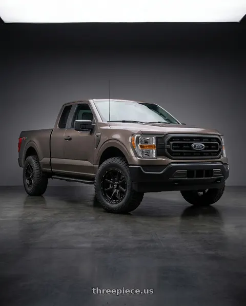 2013 Ford F-150 with KMC KM100 SYNC 6X135/6X139.7 20X9 +18 SATIN BLACK wheels