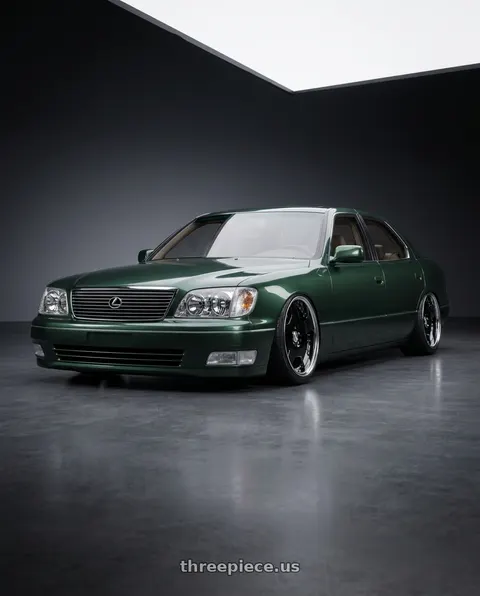 2000 Lexus LS400 with Work Lanvec Ld1 5x114.3 18x8+45 A Disk Black wheels
