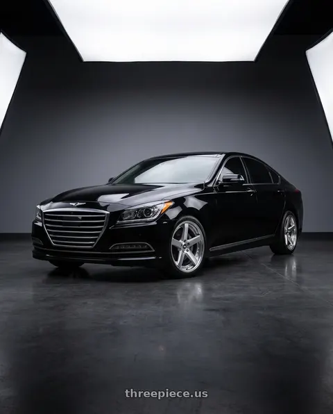 2016 Hyundai Genesis 3.8 with Work Zeast St2 5x114.3 19x8.5+38 W Disk Transparent Grey Polish wheels