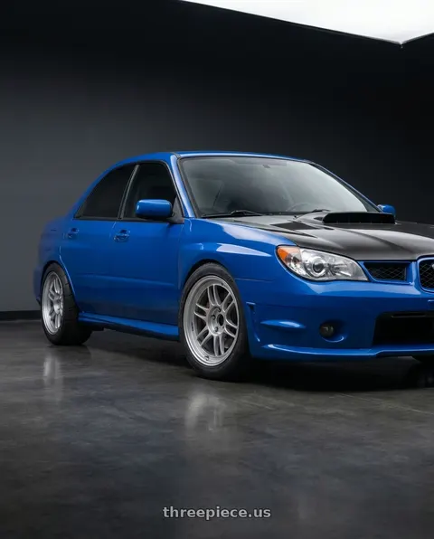 2007 Subaru wrx with Enkei RPF1 5x100 18x9.5+38 Silver wheels