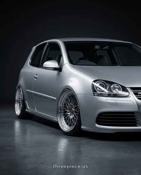 2009 VW Golf R32 with Work Vs-Xv 5x100 18x9.5+40 O Disk Brilliant Silver Black wheels