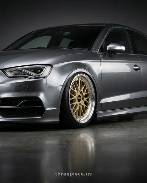 2015 Audi S3 with BBS LM 5x112 19x9.5 +38 Gold Center / Diamond Cut Lip wheels