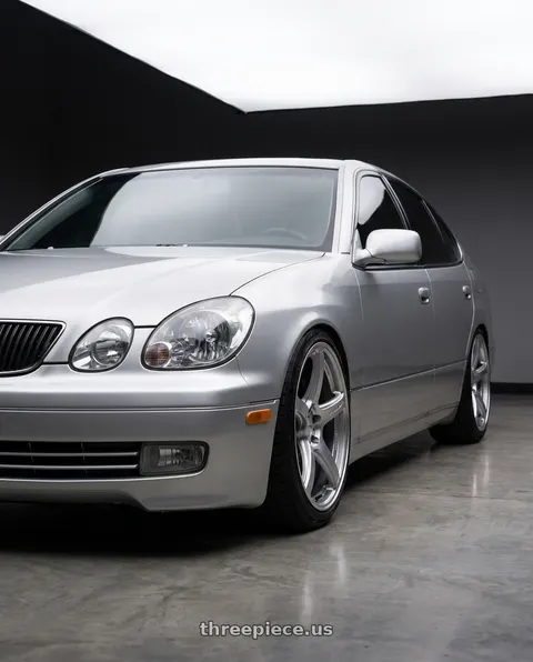2003 Lexus GS430 with Work Emotion T5r 5x114.3 18x8.5 +45 Glow Silver wheels