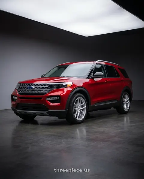 2026 Ford Explorer with Ceco C01 5x114.3 18x8 +40 Hyper Silver wheels