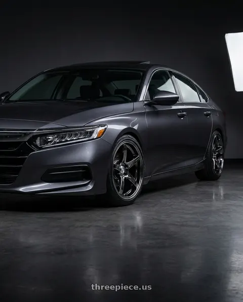 2019 Honda Accord LX with Stage Wheels Monroe 5x114.3 18x9 +22 Black Chrome wheels