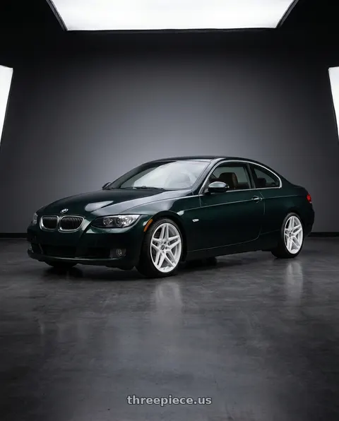 2008 BMW 335xi with HERITAGE WHEEL EBISU MONOC 5x120 19x8.5 +35 WHITE wheels