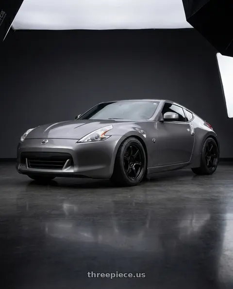 2009 Nissan 370Z with Gram Lights 57DR 5x114.3 18x10.5+22 Semi Gloss Black wheels