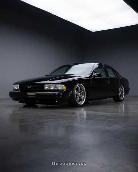 1996 Chevrolet Impala SS with Work Wheels VS-KF 5X114.3 19x9-23 Brilliant Silver Black A Disk FULL REVERSE wheels