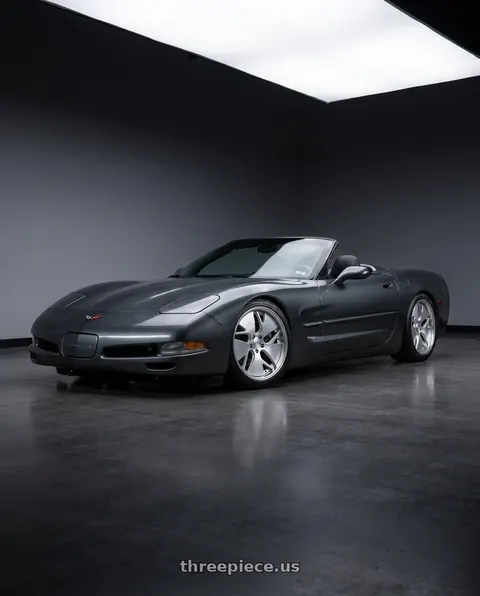 2004 Chevrolet Corvette with Work Gnosis Cvd 5x120.65 19x9+45 O Disk Matte Silver wheels