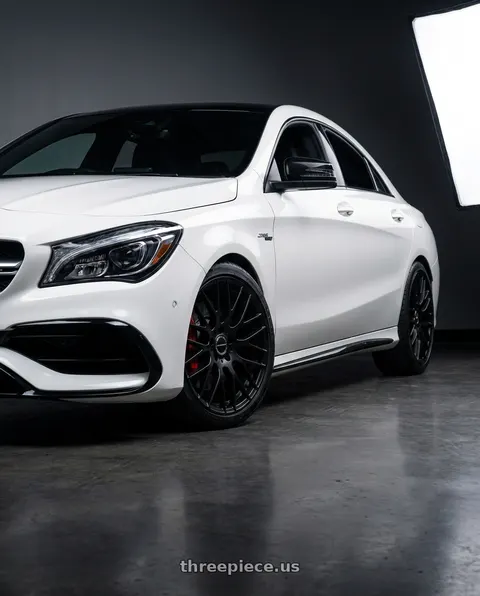 2017 Mercedes AMG CLA45 with Avant Garde Wheels M359 5X120 19x9 +35 Matte Black wheels