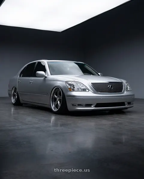 2004 Lexus LS430 with Work Wheels VS-KF 5X114.3 19x9.5+40 Brilliant Silver Black O Disk FULL REVERSE wheels