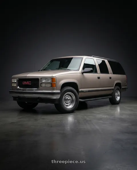 1999 GMC C1500 Suburban SLT with Vision American-Muscle 55 Rally 5x127 15x7+6 Silver wheels