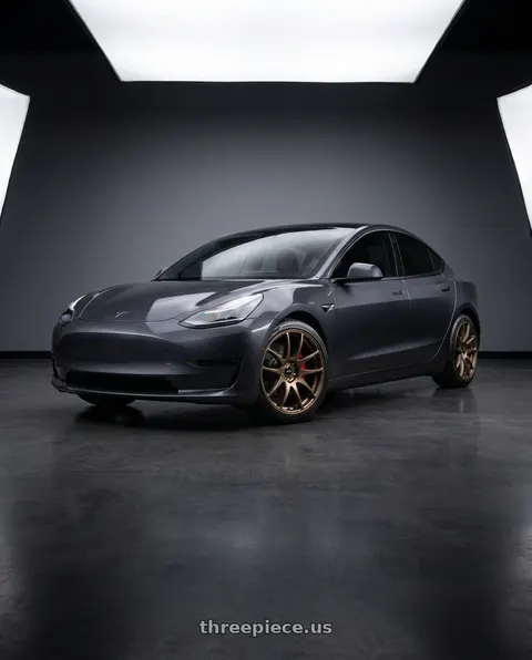 2024 Tesla Model 3 with Vors TR4 5x114.3 19x9.5 +35 Bronze wheels