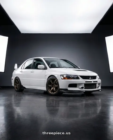 2005 Mitsubishi Lancer Evolution with Work Emotion Zr10 5x114.3 18x8.5 +32 Titanium Diamond Lip Cut wheels