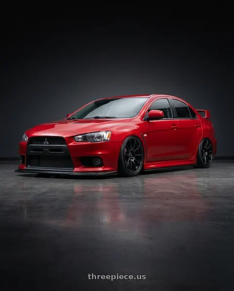 2012 Mitsubishi Lancer with Ssr Gtv02 5x114.3 18x8.5+40  FLAT BLACK wheels