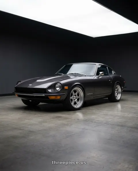 1973 datsun 240z with Work Meister L1 3P 5x108 18x13-32 A Disk Matte Silver wheels