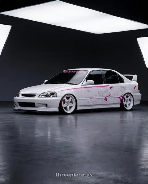 2000 Honda Civic Si with Gram Lights 57CR 5x100 17x9 +38 CERAMIC WHITE PEARL wheels