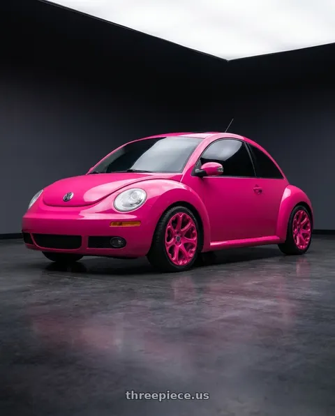 2010 Volkswagen Beetle with Heritage Wheel Kokoro Monoc 5X100 18x8.5+35 Pink wheels