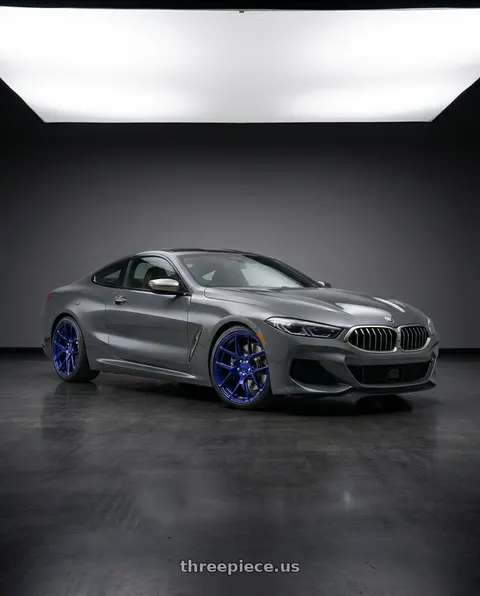 2023 BMW M8 with MRR FS1 5x130 18x8.5  +45 Candy Blue wheels