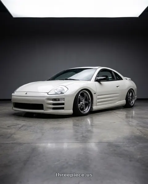 2003 Mitsubishi Eclipse with Work Wheels VS-KF 5x114.3 18x9.5+9 Brilliant Silver Black A Disk FULL REVERSE wheels