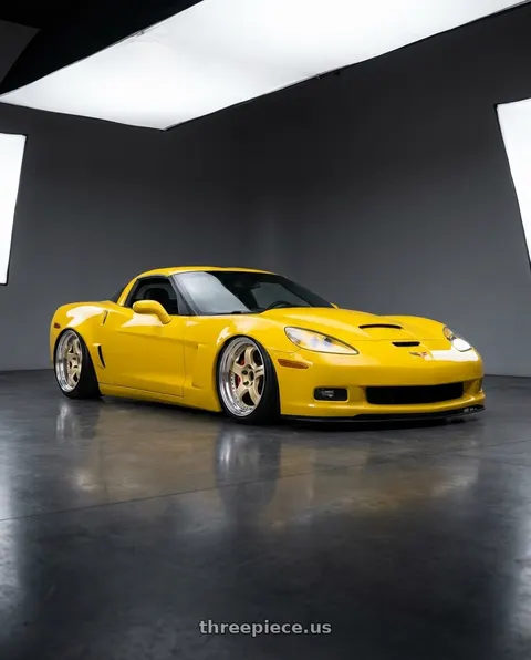 2006 Chevrolet Corvette with Work Meister S1 3P 5x120.65 19x10.5-21 T Disk Bright Buff Finish wheels
