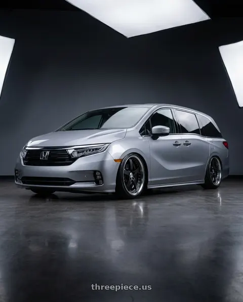 2024 Honda Odyssey Elite with Work Equip E05 5x120 20x8+44 o disk Black Anodized wheels