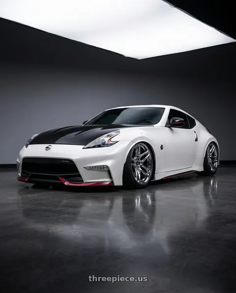 2016 Nissan 370Z Nismo with Heritage Wheel EBISU MonoC 5x114.3 18x8.5+35 Chrome wheels