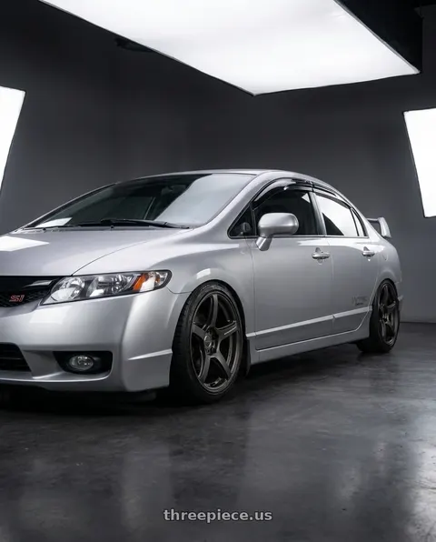 2009 Honda Civic with Work Emotion T5r 5x114.3 17x8 +35 Matte Graphite wheels