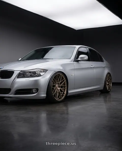 2009 BMW 335i with F1R F103 5x120 18x8.5 +35 Brushed Bronze wheels
