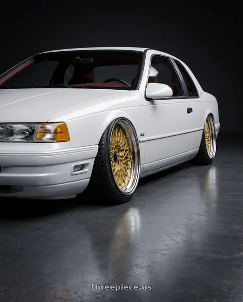 1993 Ford Thunderbird with SSR Formula MESH 5X100 18X10.5+0 HP Disk Fm Gold wheels