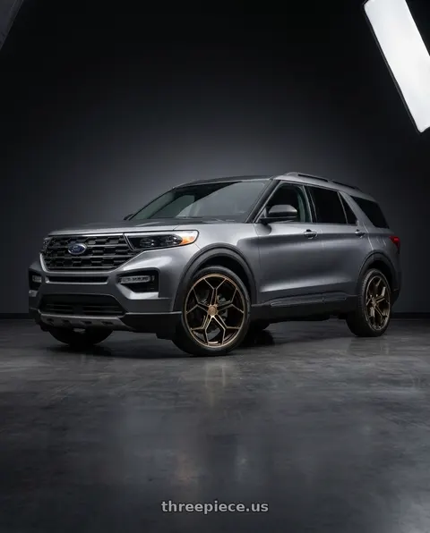2025 Ford Explorer with XO HELSINKI 5X112 19X10 +52 DARK BRONZE W/ BRUSHED BRONZE FACE wheels