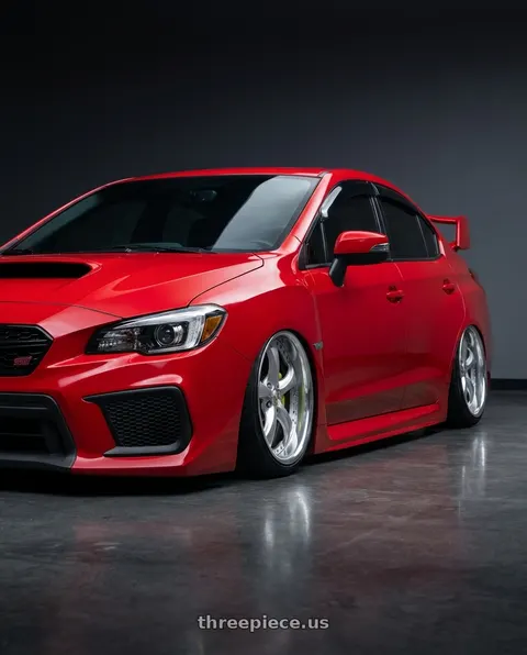 2019 Subaru WRX STI with Work Wheels VS-KF 5x114.3 18x9+53 Light Grey Silver A Disk FULL REVERSE wheels