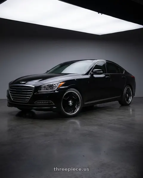 2016 Hyundai Genesis 3.8 with Work Lanvec Ld1 5x114.3 19x8.5+38 A Disk Black wheels