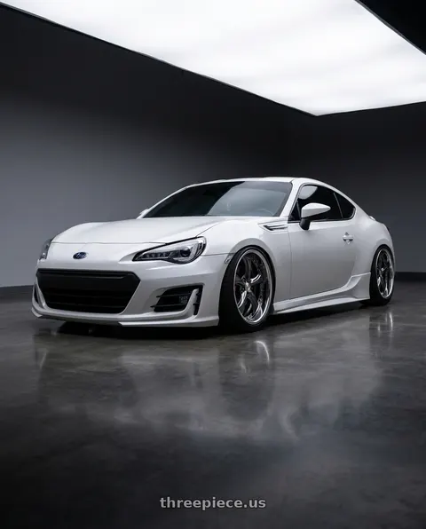 2017 Subaru BRZ with Work Wheels VS-KF 5x100 18x9.5-11 Brilliant Silver Black O Disk FULL REVERSE wheels