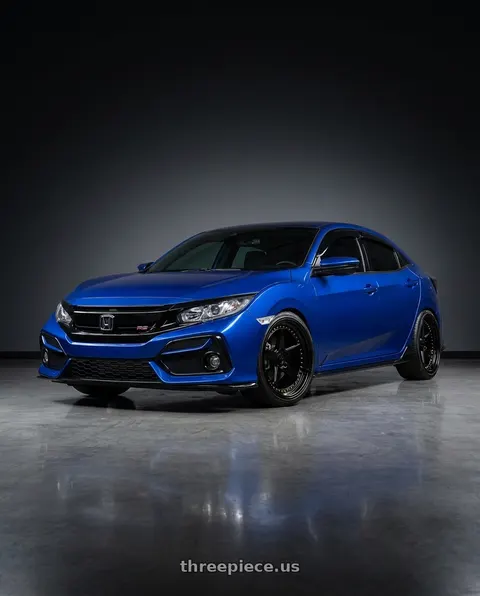2017 Honda Civic with Aodhan DS05 5x114.3 18x9.5+15 Gloss Black W /Gold Rivets wheels