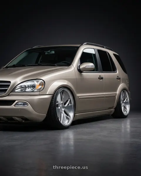 2000 Mercedes-Benz ML55 AMG with Work Gnosis Cvd 5x114.3 22x10.5+45 W Disk Brush Silver Clear wheels