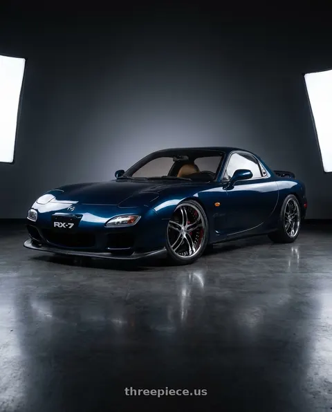 1993 Mazda RX-7 with XIX Wheels XIX 15 5x108 20x10 +40 Gloss Black Machined with Stainless Steel Lip wheels