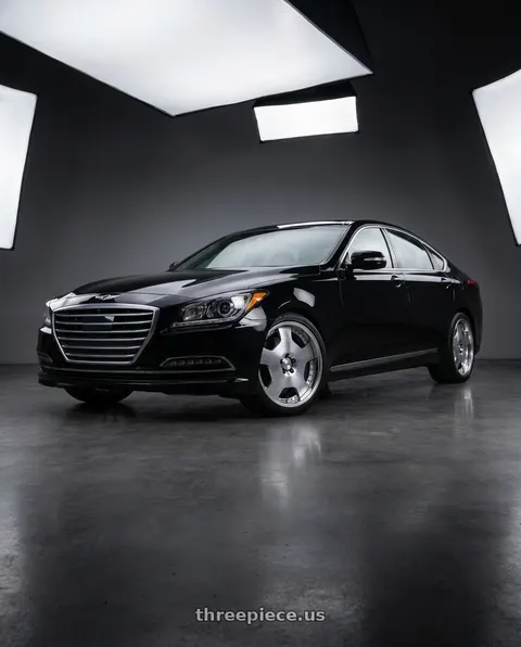2016 Hyundai Genesis 3.8 with Work Lanvec Ld1 5x114.3 18x8+38 A Disk Machine Silver Polish wheels