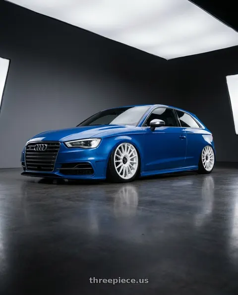 2019 Audi S3 with fifteen52 PODIUM 5x112 / 5x120 18x8.5 +35 RALLY WHITE (GLOSS WHITE) wheels
