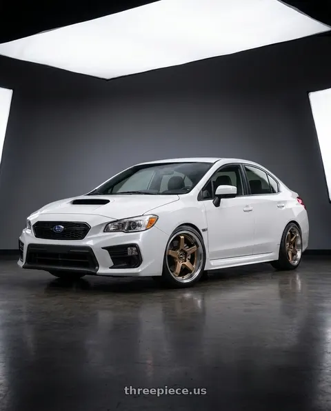 2021 Subaru WRX with F1R FC5 5x114 18x9.5 +38 Satin Bronze/Polish Lip wheels