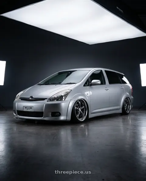 2008 Toyota wish with Work Wheels VS-KF 5X114.3 19x7.5+21 Brilliant Silver Black A Disk FULL REVERSE wheels