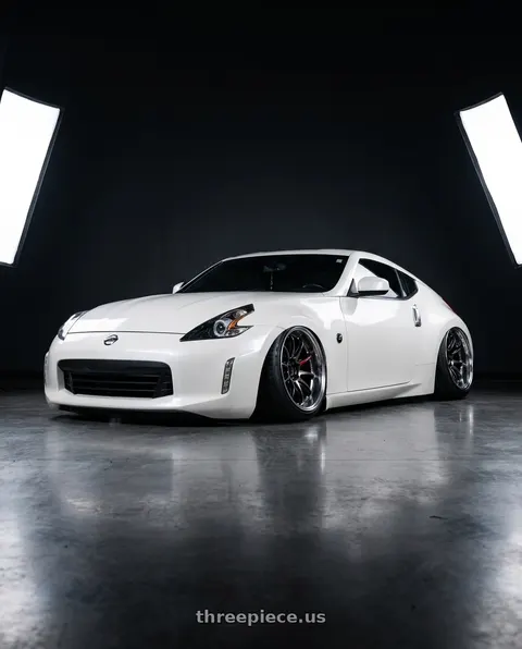 2018 Nissan 370Z with Work Emotion Zr10 5x114.3 19x9.5 +38 Glim Black Diamond Rim cut wheels