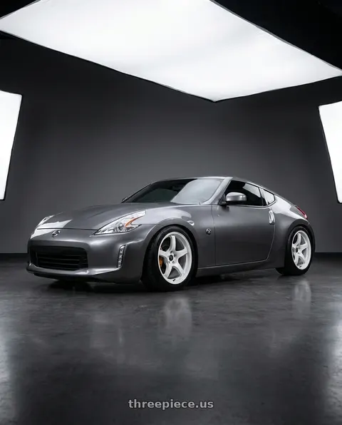 2009 Nissan 370Z with Gram Lights 57CR 5x114.3 18x10.5 +12 CERAMIC WHITE PEARL wheels