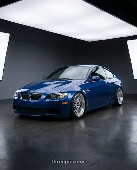 2009 BMW M3 with BBS LM 5x114.3 18x8.0+40 Diamond Silver wheels