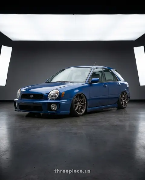 2000 Subaru casablanca blue with Niche Mono T111 KANAN 5X120 20X11 +45 BRUSHED CANDY SMOKE wheels