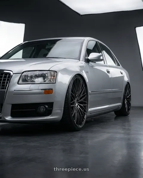 2007 Audi S8 with Arvano AV-50 Blank 24x9 +32 Gloss Black & Brushed Double Dark Tint wheels