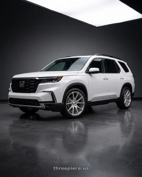 2023 Honda Pilot with Asanti Black ABL-13 VEGA 5X114.3 22X10.5 +35 BRUSHED SILVER W/ CARBON FIBER INSERTS wheels