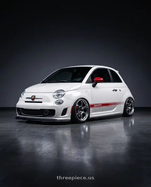 2012 Fiat 500 Abarth with Advan Racing RG-D2 4x98 17x7.5 +30 MACHINING & RACING HYPER BLACK wheels