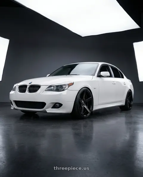 2005 BMW 525i with MARQUEE WHEELS MR3226 5x120 20x9+15 BLACK / BRUSH wheels
